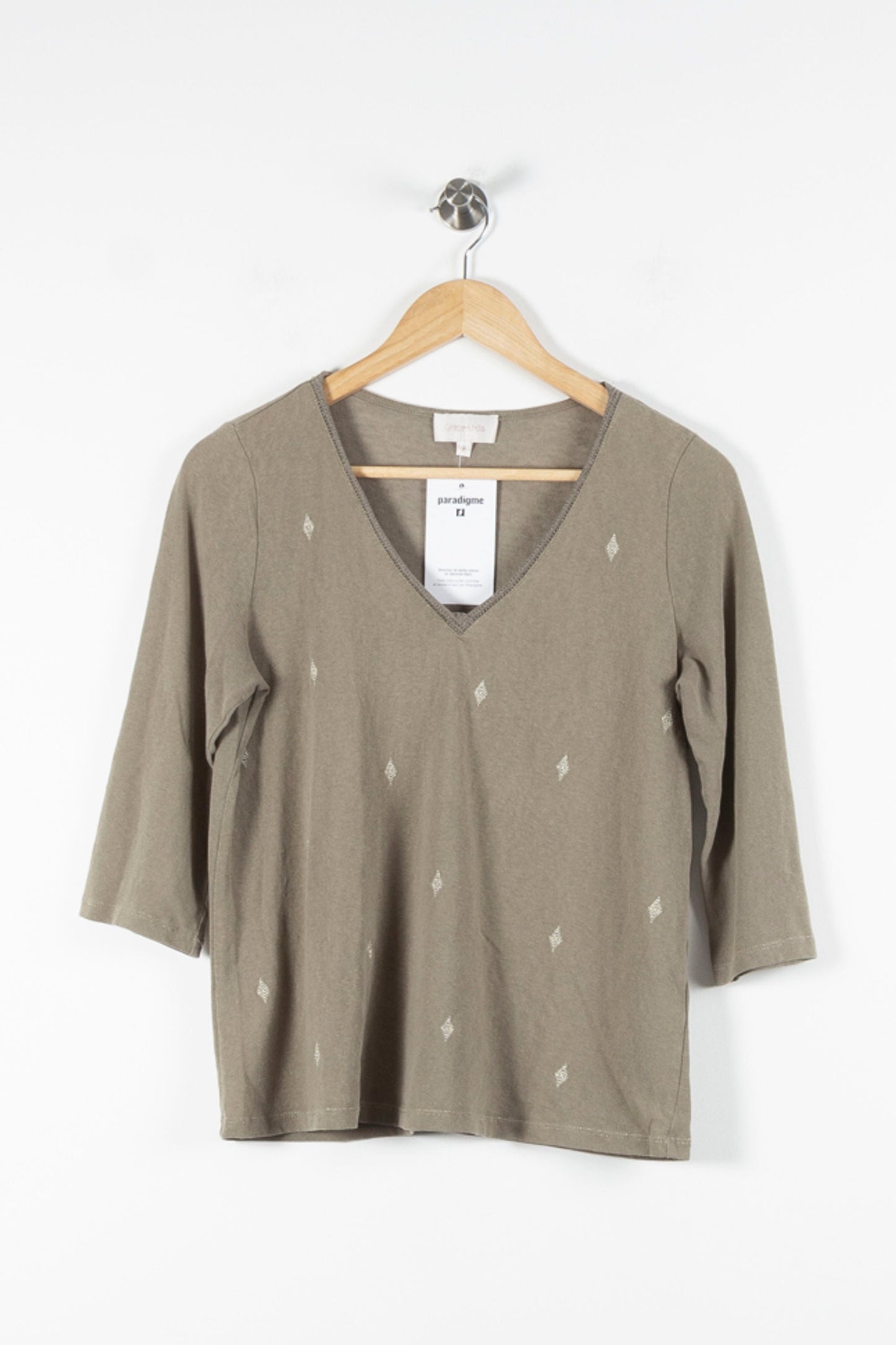 Tee-shirt Manches Trois Quarts Vert - Taille M/38