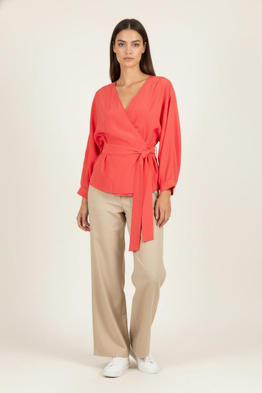 Blouse Cache-Cœur Rouge - Taille S/36