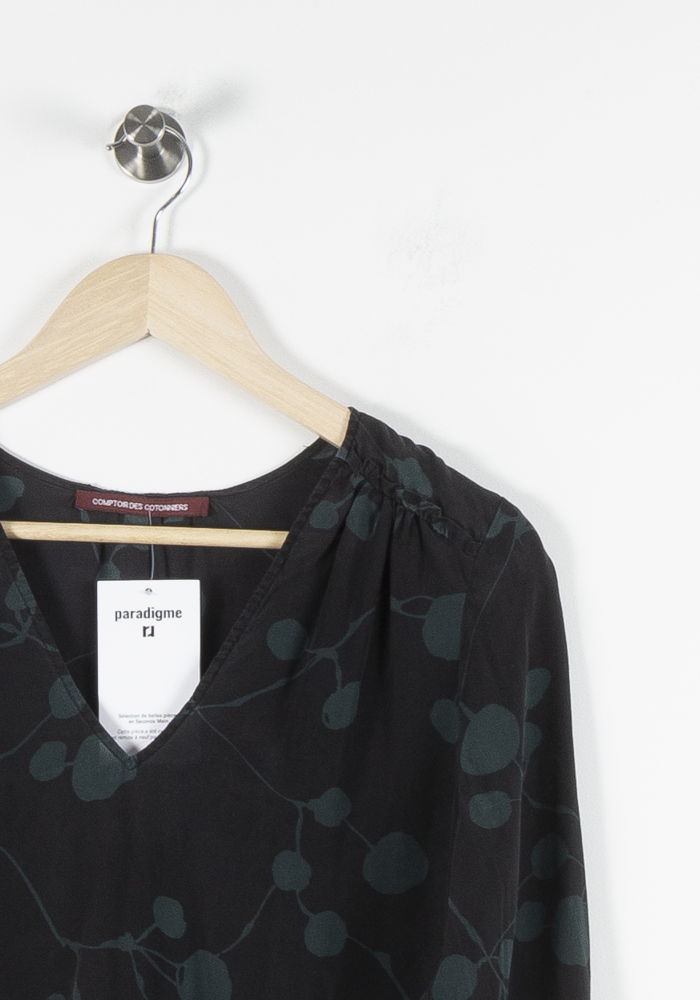 Blouse Noire et Verte - Taille S/36
