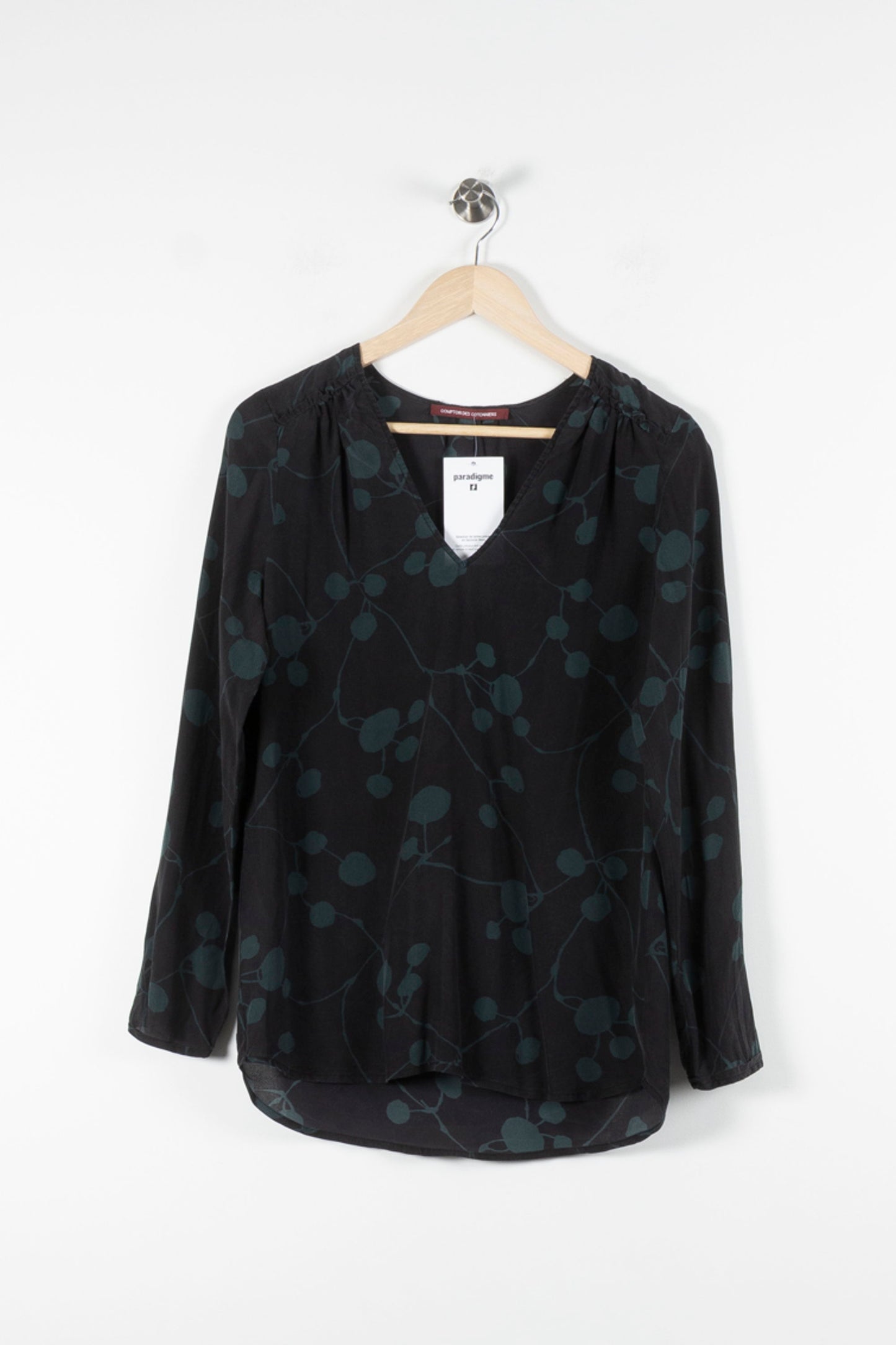 Blouse Noire et Verte - Taille S/36