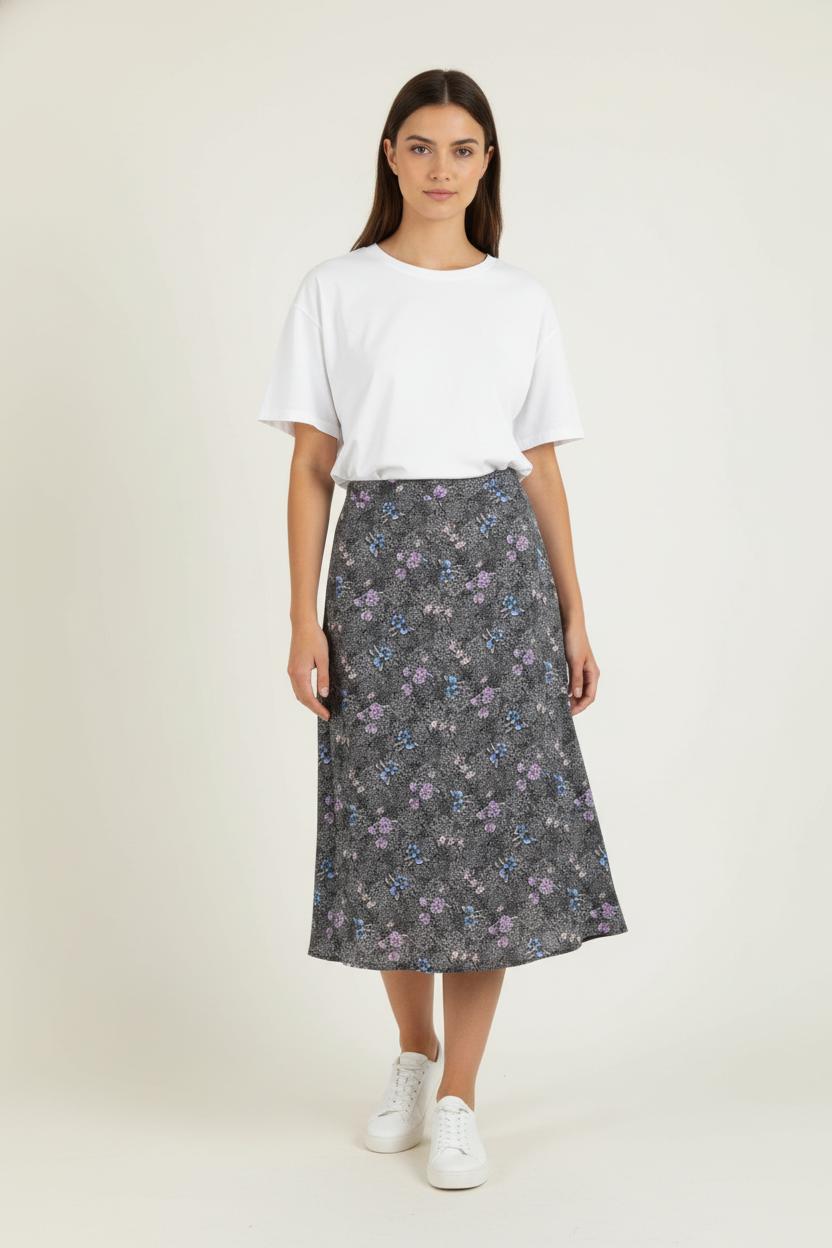 Jupe Midi Grise et Violette - Taille M/38