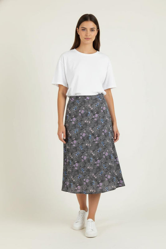 Jupe Midi Grise et Violette - Taille M/38