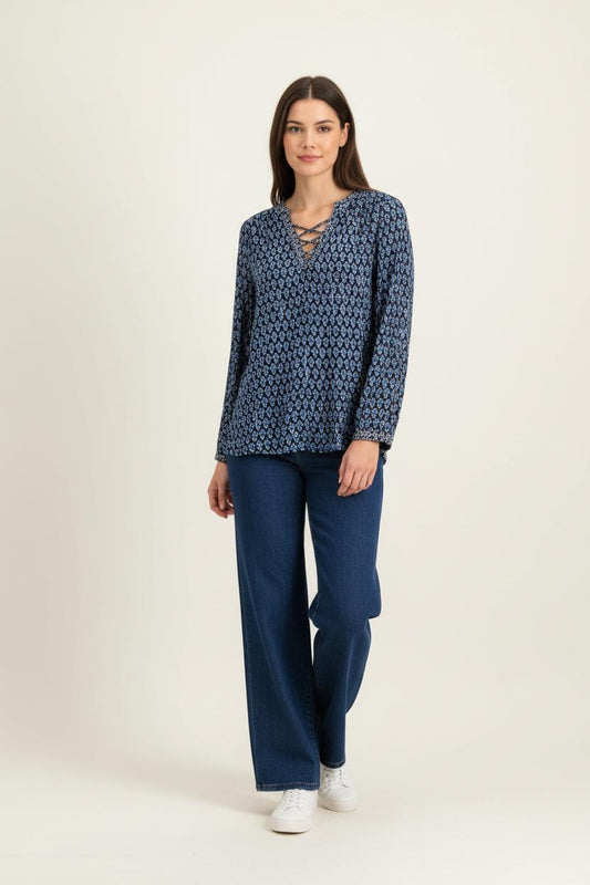 Blouse Bleue et Noire - Taille L/40