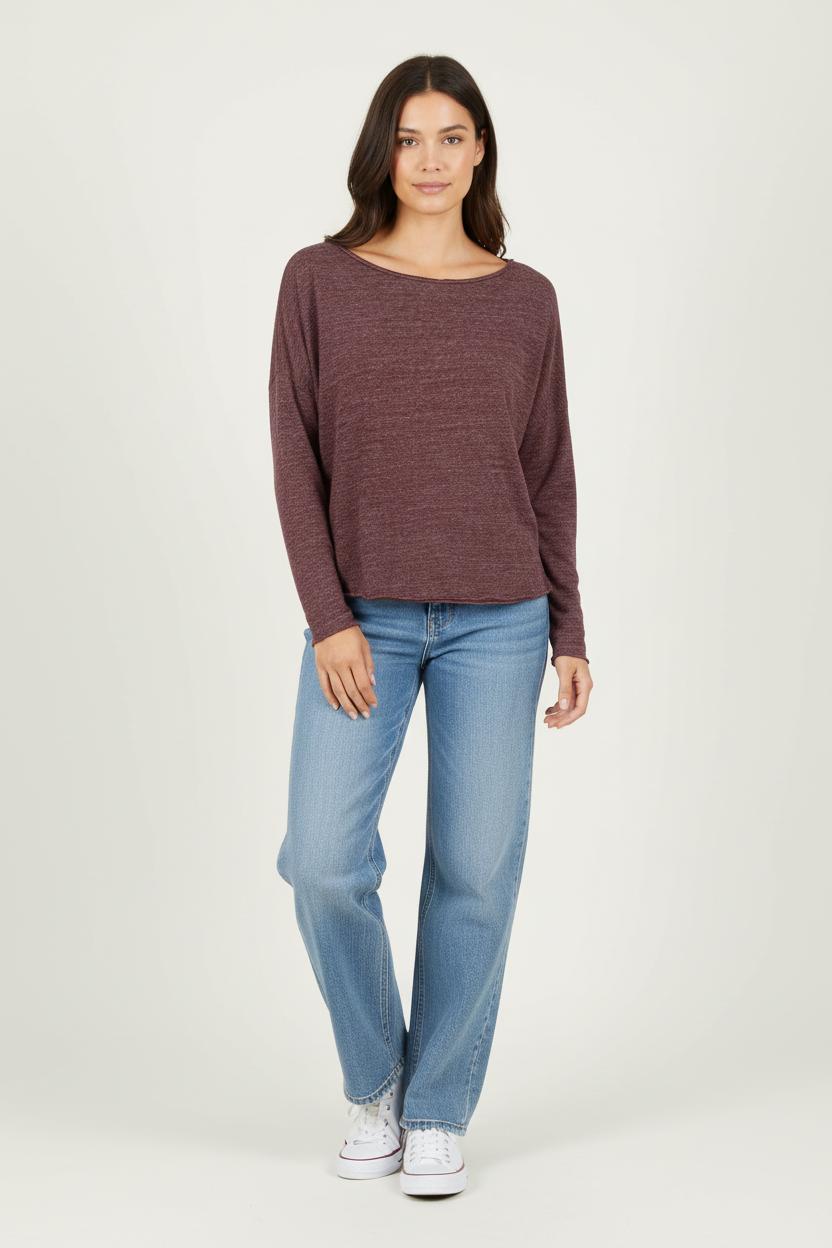 Tee-shirt Manches Longues Bordeaux - Taille M/38