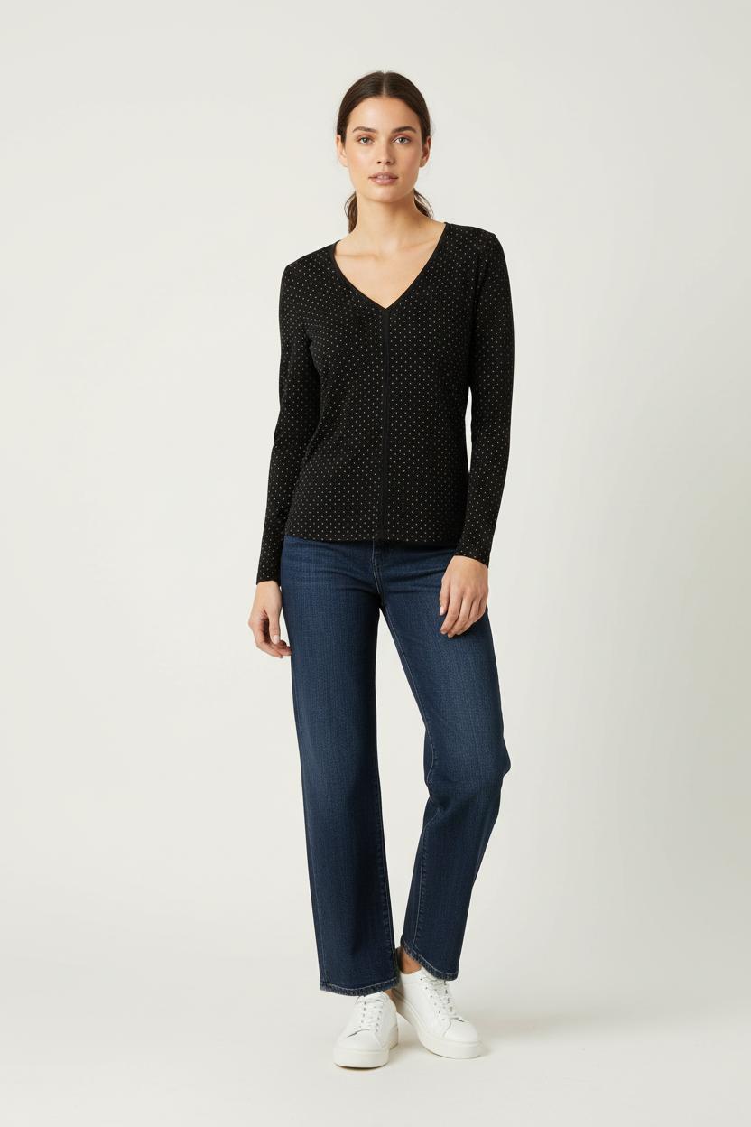 T-shirt Noir à Manches Longues - Taille M/38