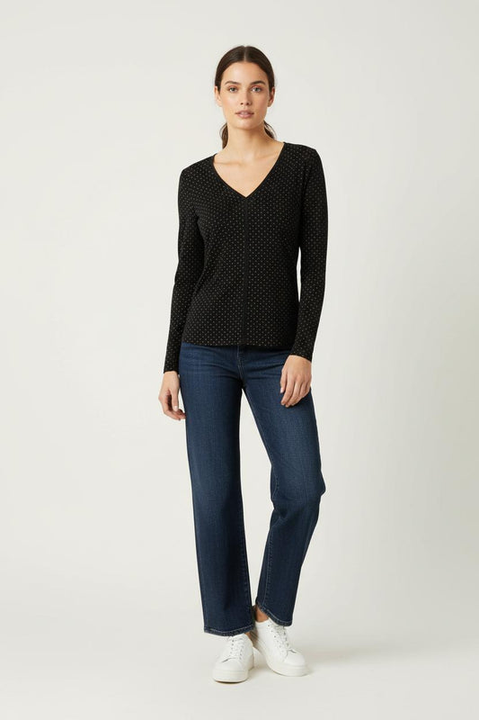 T-shirt Noir à Manches Longues - Taille M/38