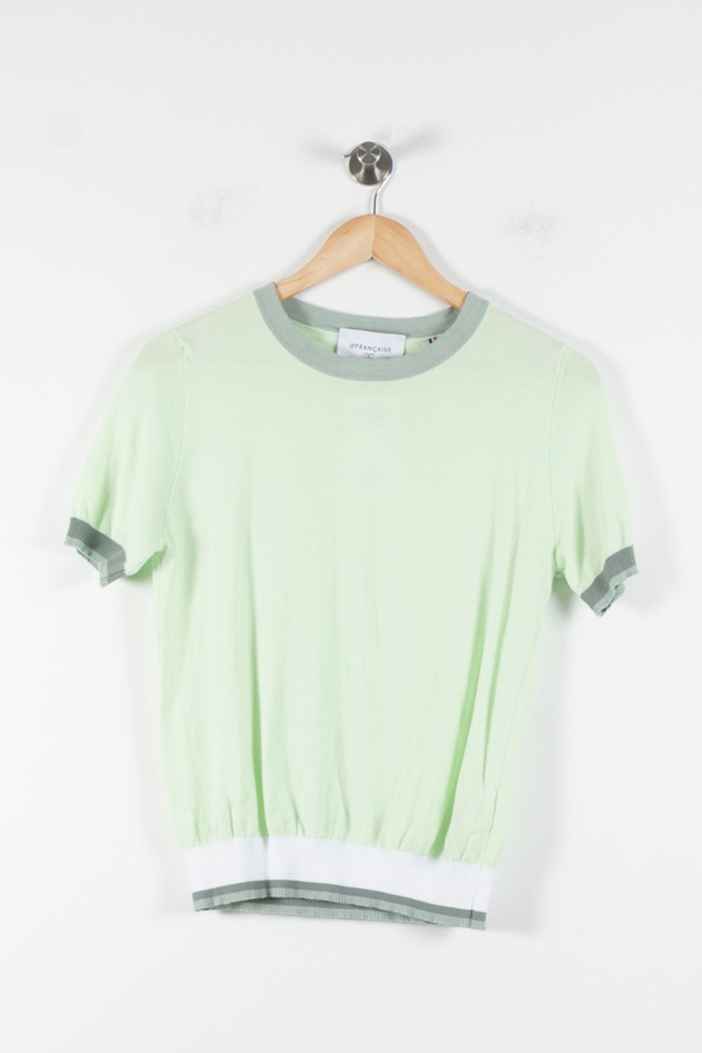 T-shirt Vert et Blanc - Taille XS/34