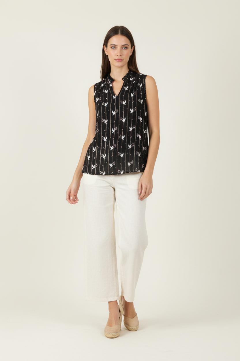 Blouse Noire et Blanche - Taille S/36