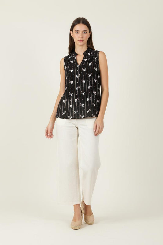 Blouse Noire et Blanche - Taille S/36