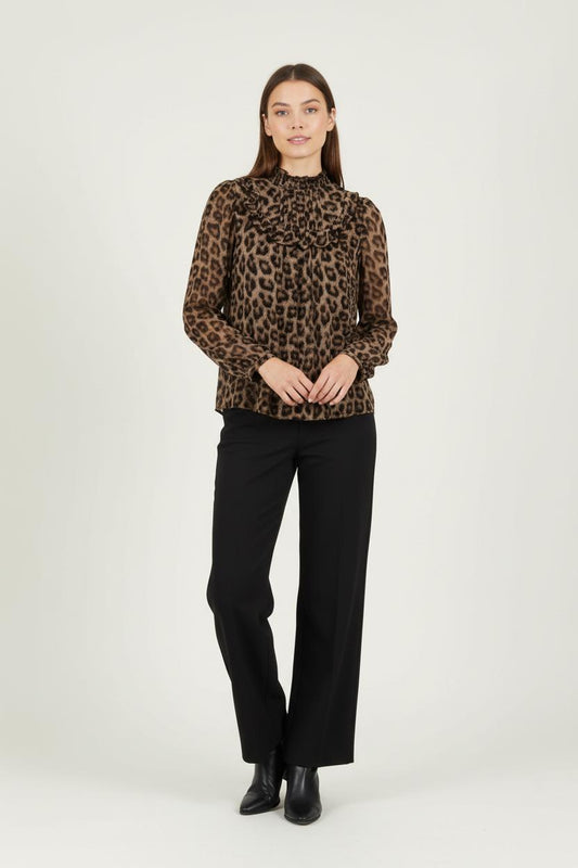 Blouse Léopard Marron et Noir - Taille XS/34