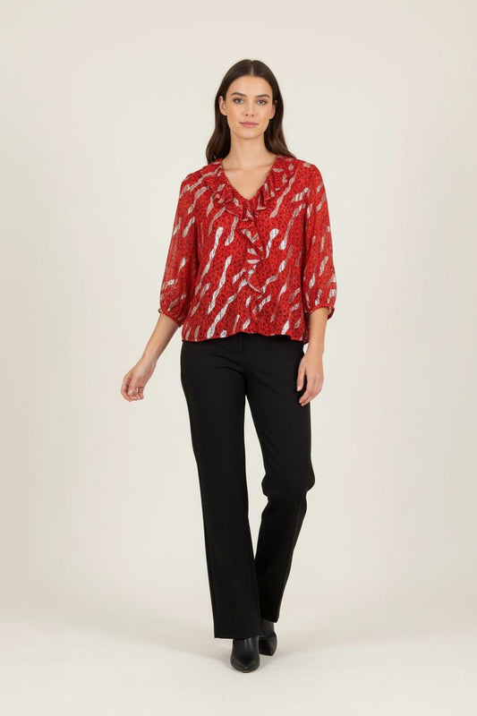 Blouse Rouge et Blanche - Taille S/36