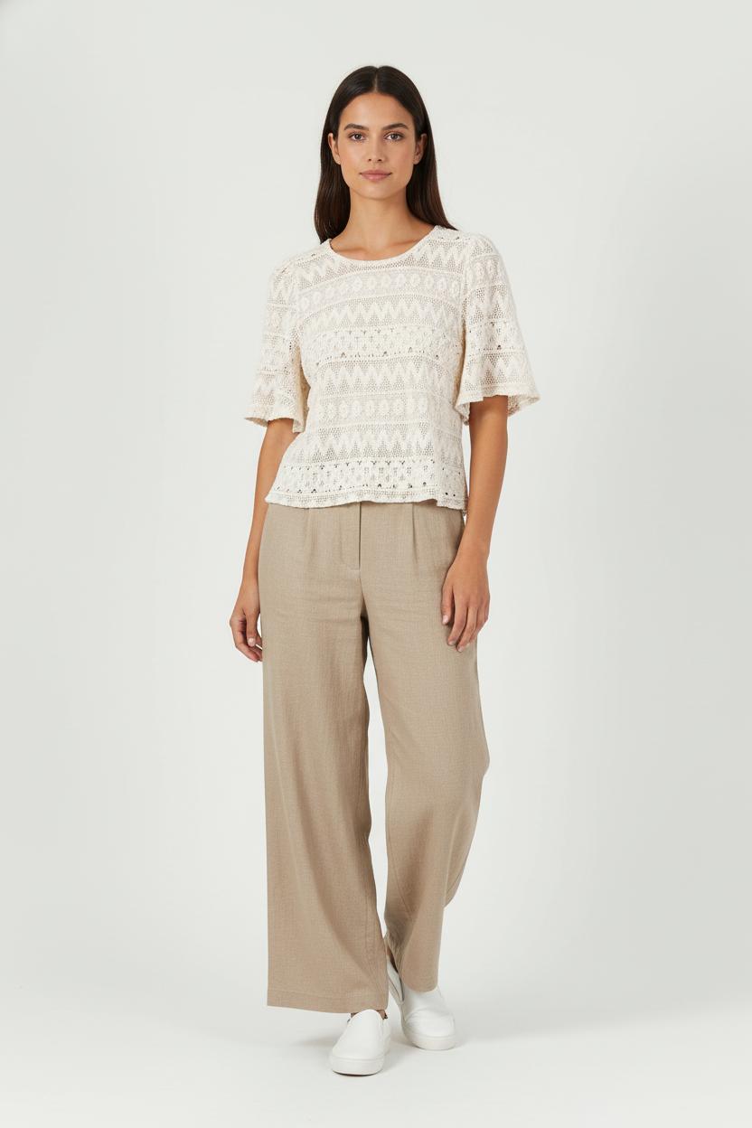 Blouse Dentelle Beige - Taille M/38