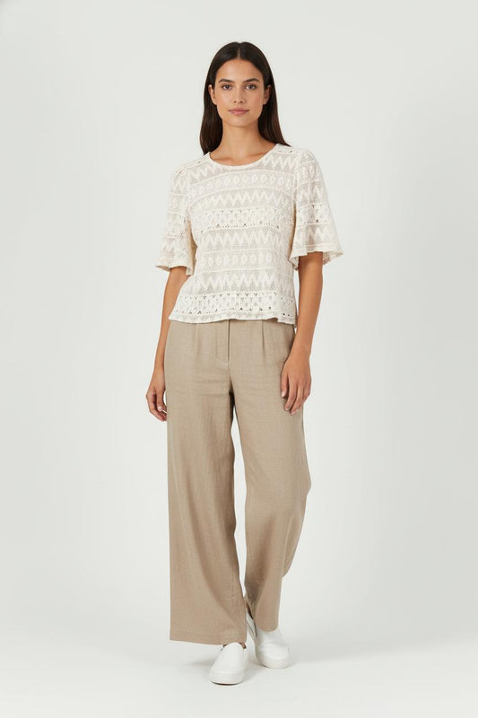 Blouse Dentelle Beige - Taille M/38