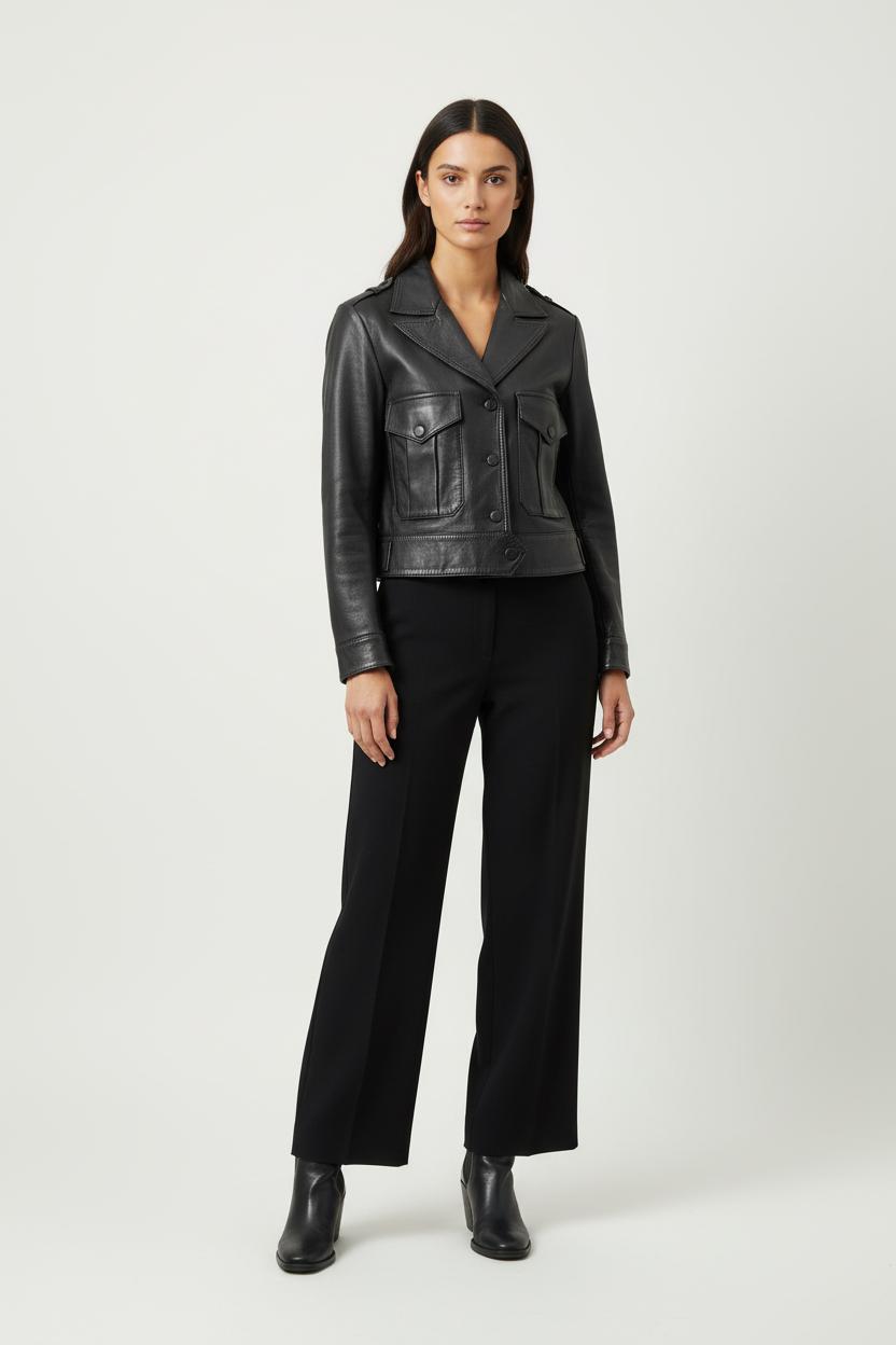 Veste en Cuir Noire - Taille S/36