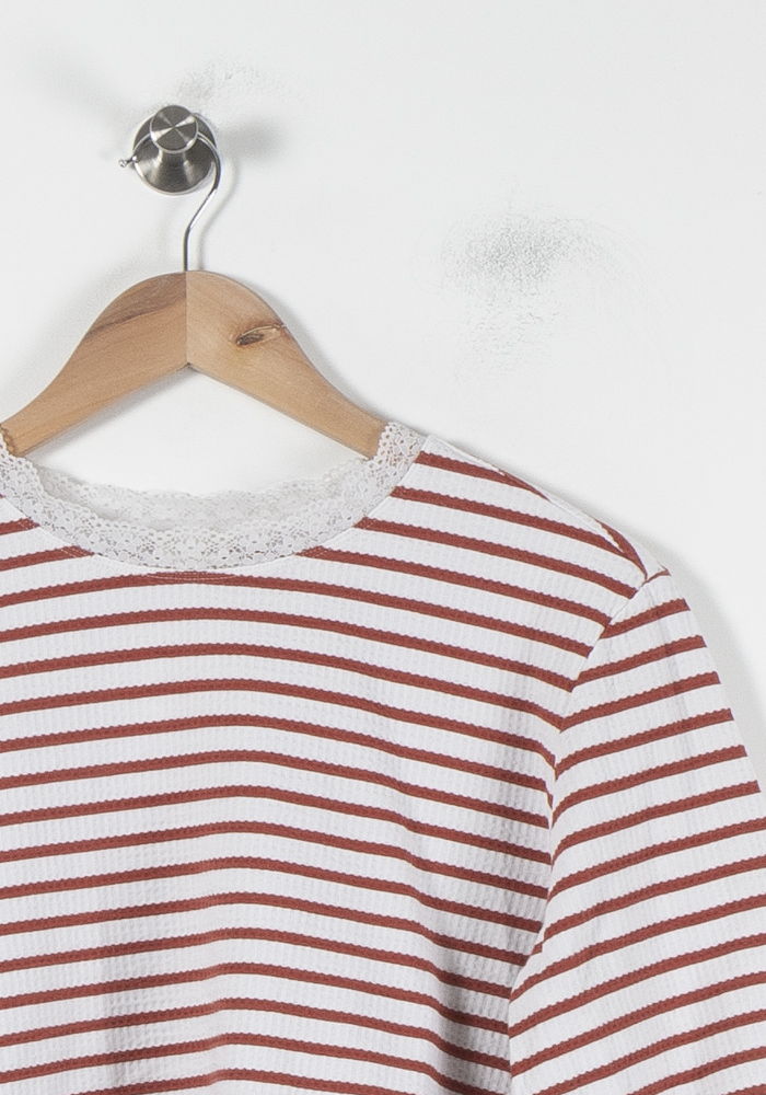 T-shirt Rayé Blanc et Rouge - Taille M/38