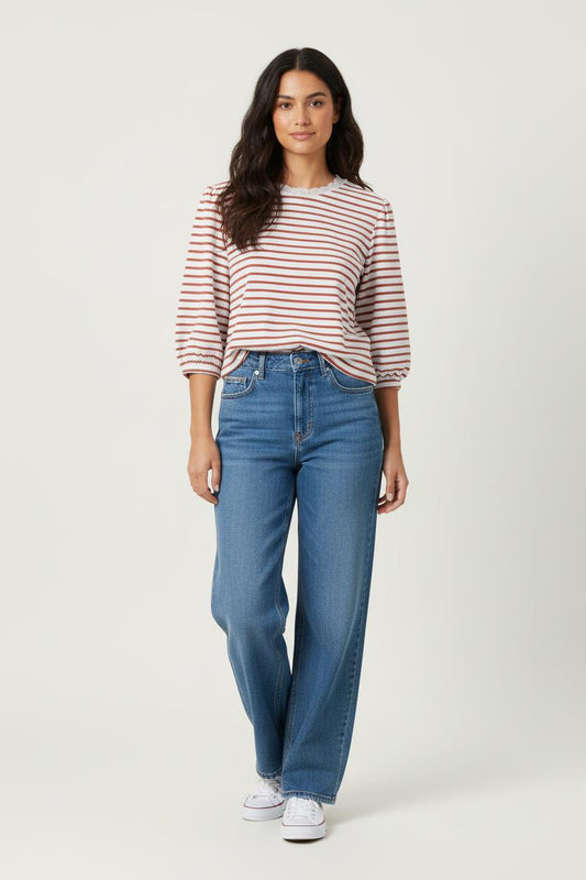 T-shirt Rayé Blanc et Rouge - Taille M/38