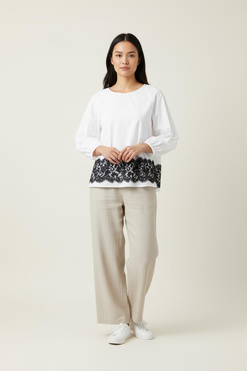 Blouse Blanche et Noire - Taille M/38