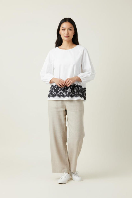 Blouse Blanche et Noire - Taille M/38