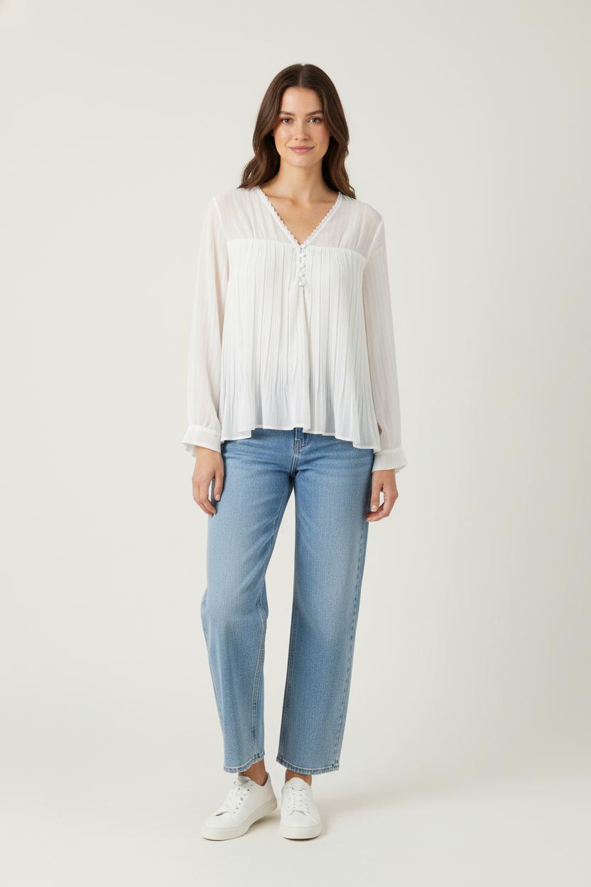 Blouse Plissée Blanche - Taille S/36