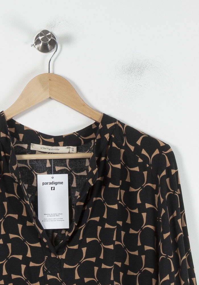 Blouse Noire et Beige - Taille L/40