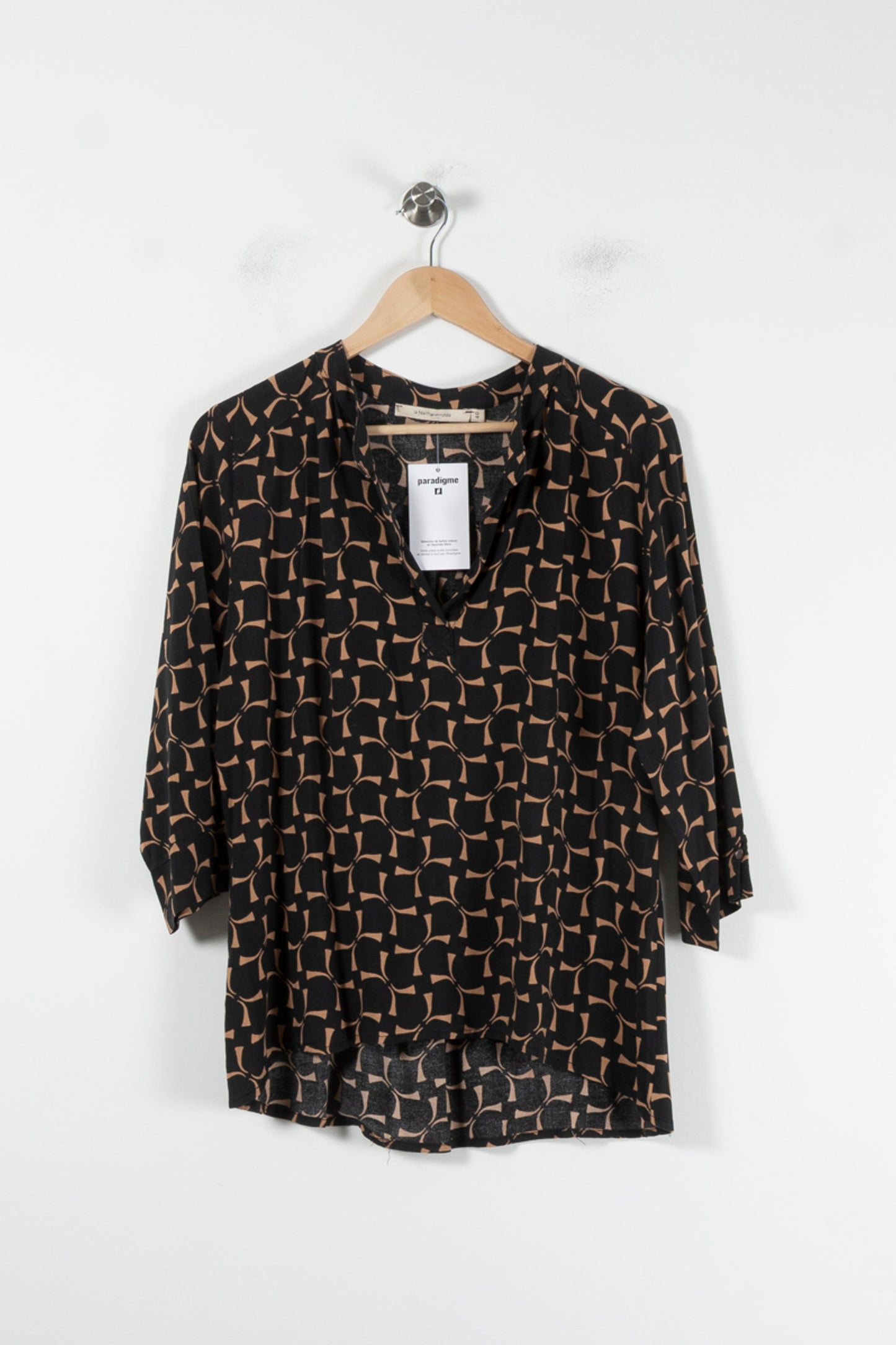 Blouse Noire et Beige - Taille L/40