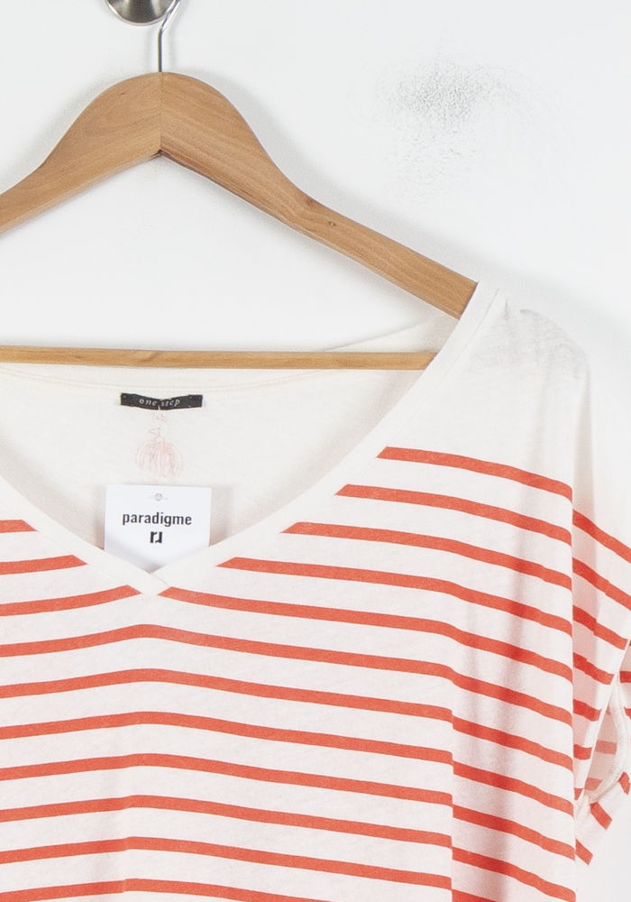 Tee-shirt Blanc et Orange - Taille XL/42