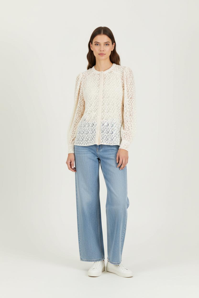 Blouse Dentelle Beige - Taille XL/42