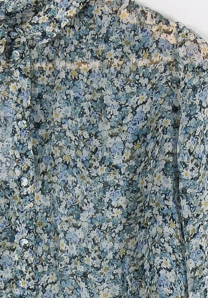 Blouse Fleurie Bleue - Taille M/38