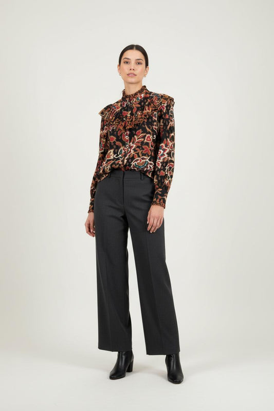 Blouse Noire et Multicolore - Taille S/36