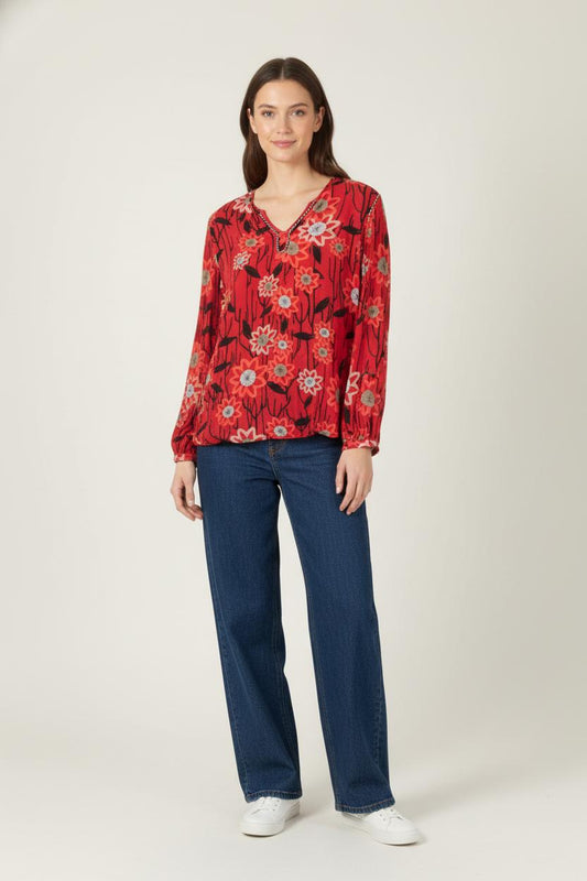 Blouse Rouge et Noir - Taille L/40