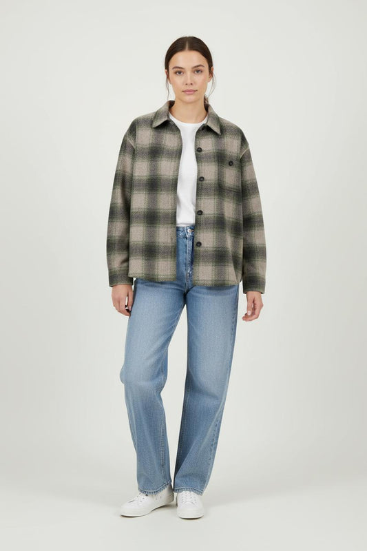 Surchemise Beige et Verte - Taille L/40