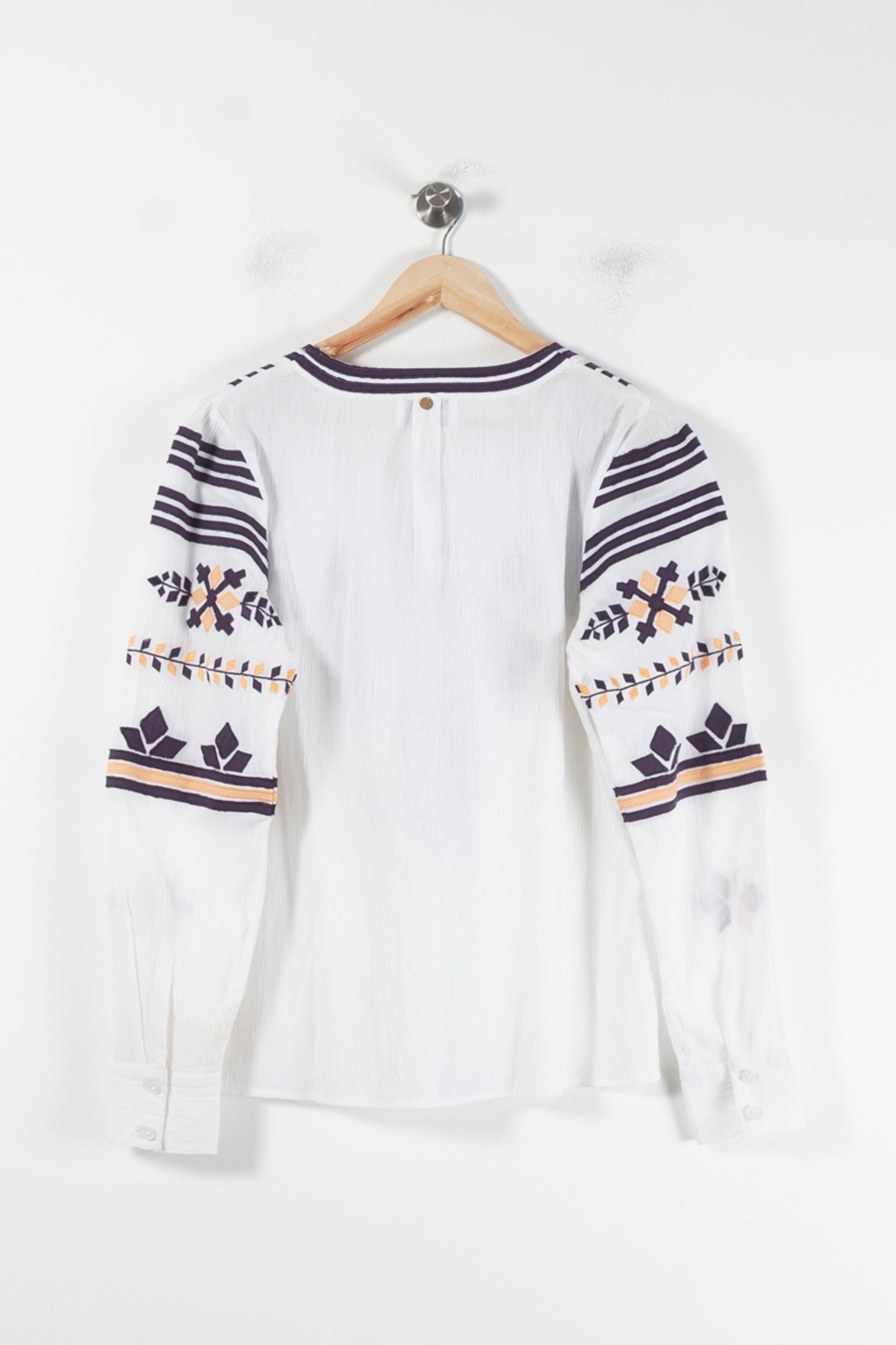 Blouse Brodée Blanche et Noire - Taille XL/42