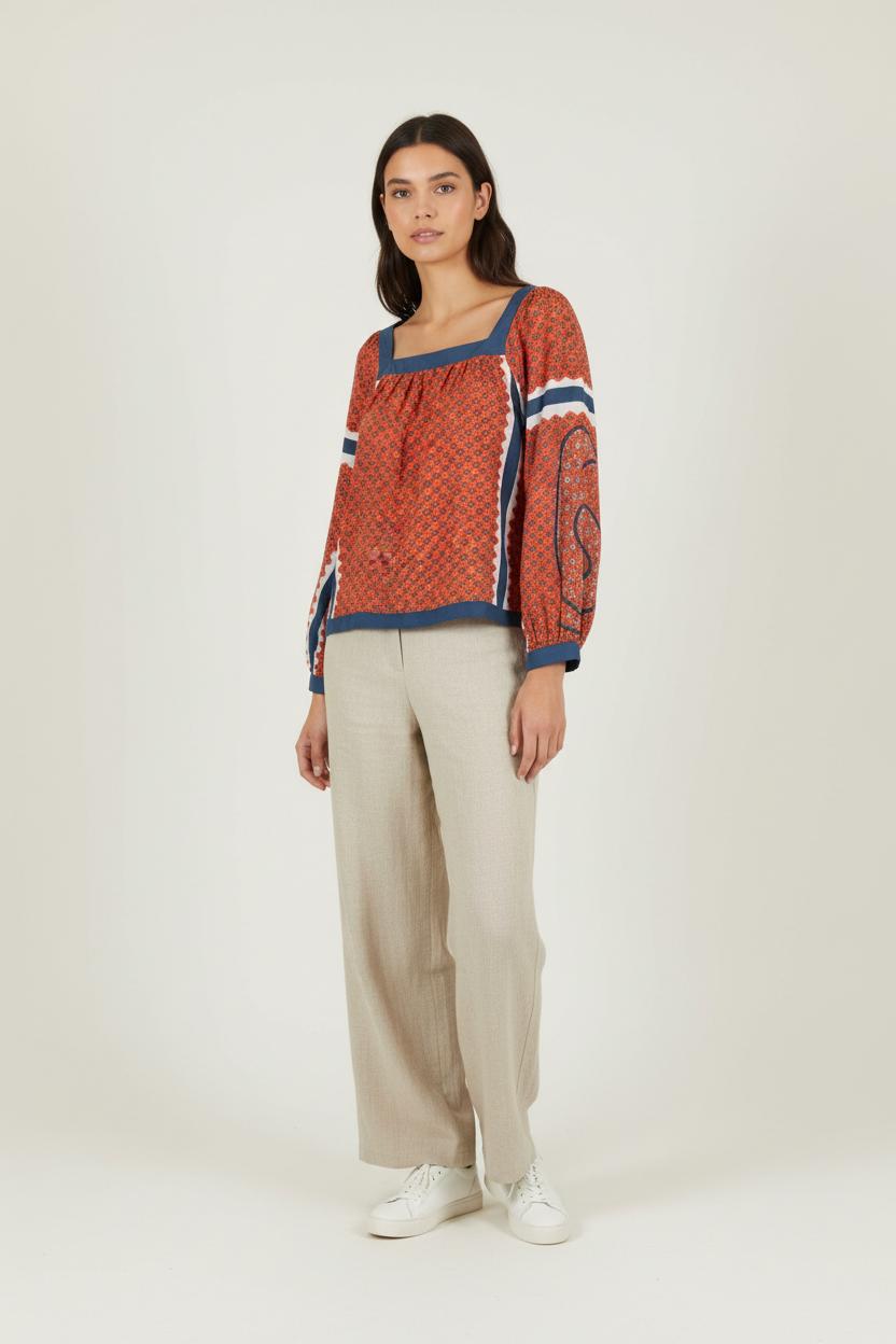 Blouse Rouge et Bleu - Taille XL/42