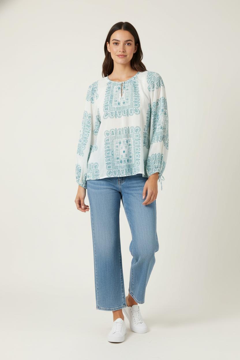 Blouse Blanche et Bleue - Taille XL/42