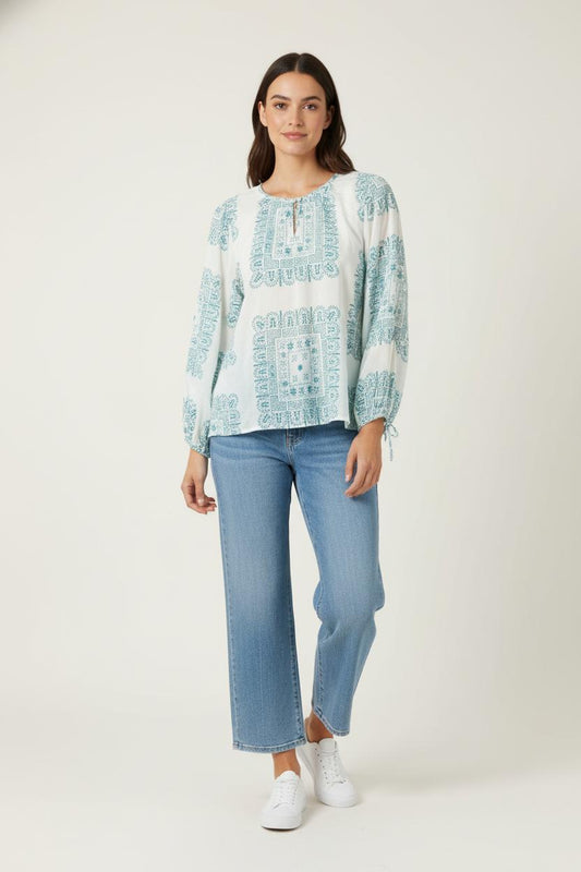 Blouse Blanche et Bleue - Taille XL/42