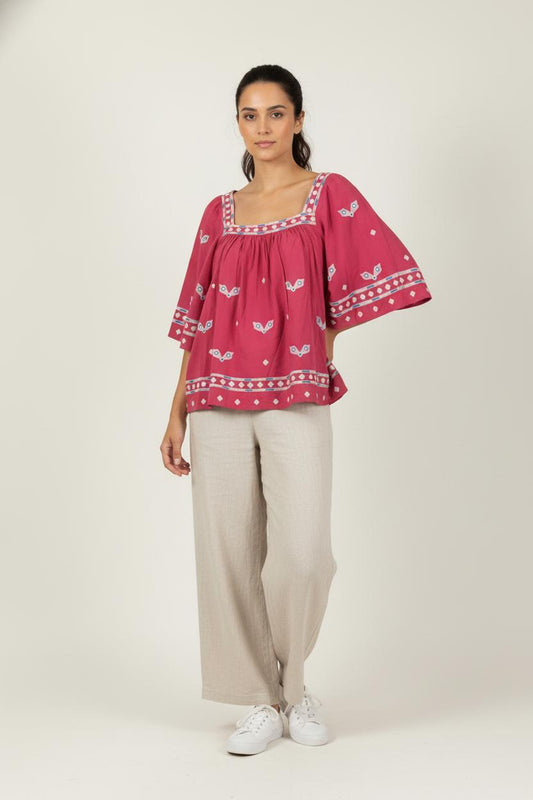 Blouse Rose et Bleu - Taille L/40