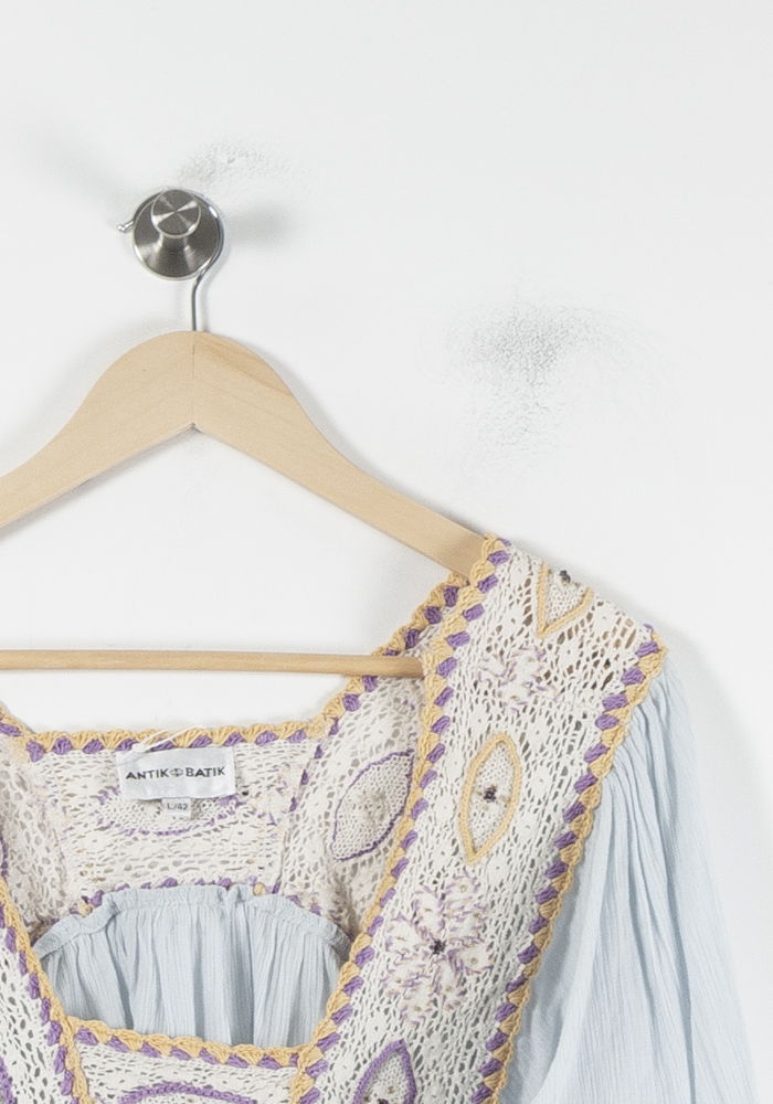 Blouse Bleu et Beige - Taille XL/42