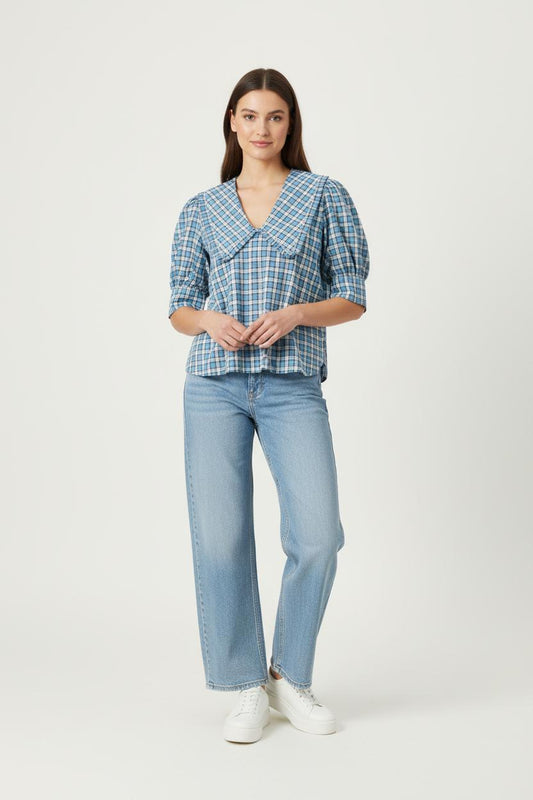 Blouse Carreaux Bleue et Blanche - Taille M/38