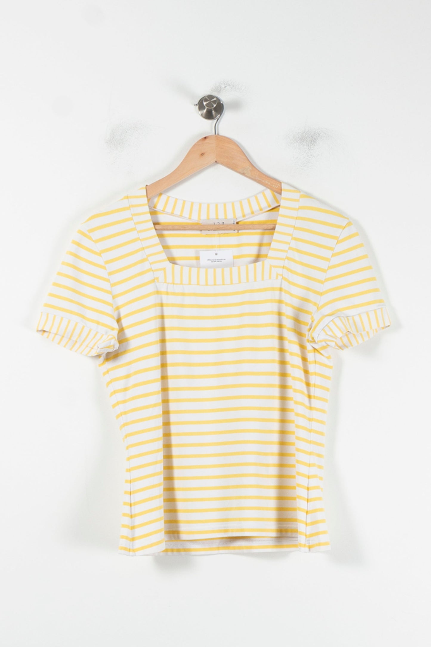 Tee-shirt Rayé Jaune et Blanc - Taille XL/42