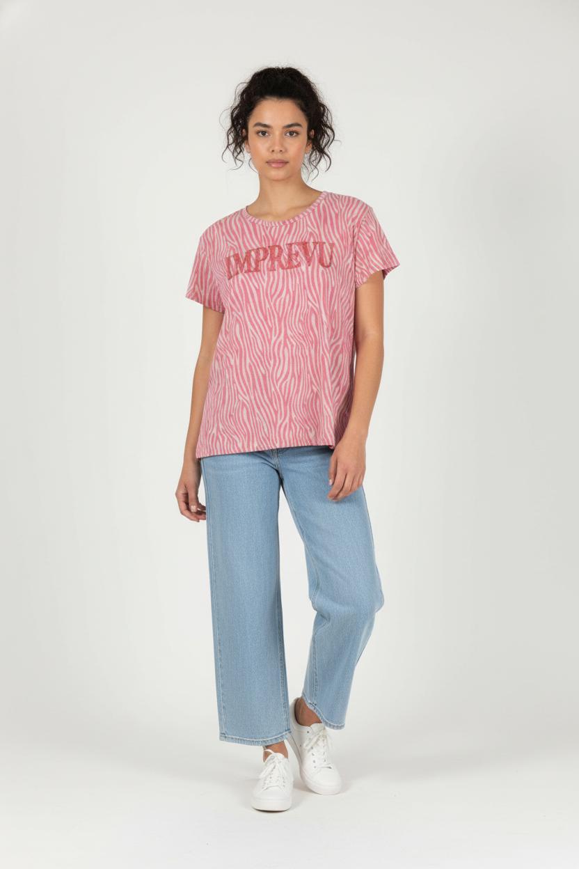 Tee-shirt Rose et Blanc - Taille XL/42