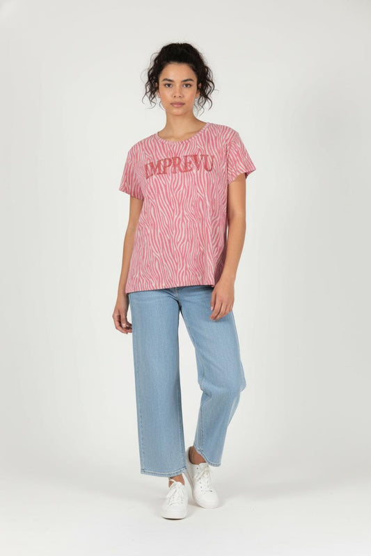 Tee-shirt Rose et Blanc - Taille XL/42