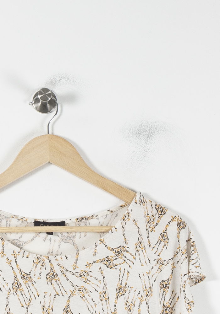 Tee-shirt Blanc et Beige - Taille XXL/44