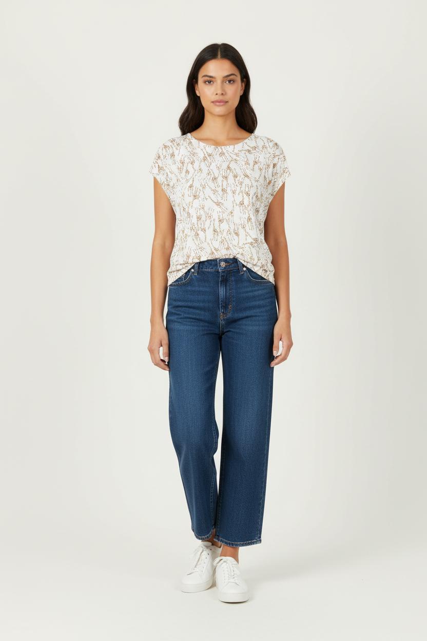 Tee-shirt Blanc et Beige - Taille XXL/44