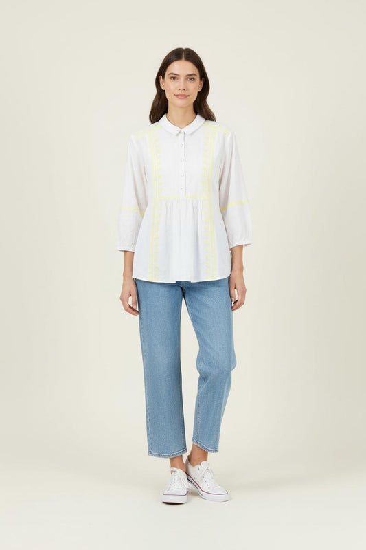 Blouse Blanche et Jaune - Taille S/36
