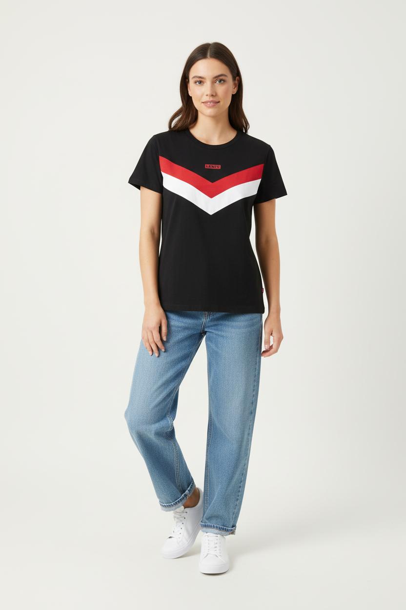 Tee-shirt Noir et Rouge - Taille XS/34