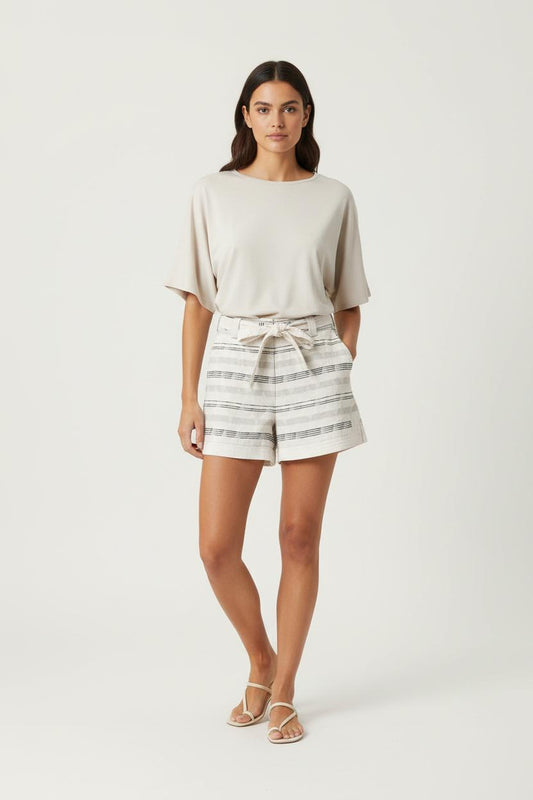 Short Rayé Beige et Noir - Taille M/38