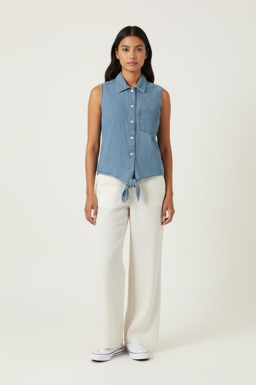 Chemise Sans Manches Bleue - Taille XS/34