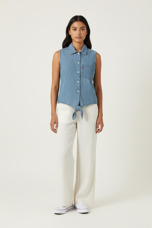 Chemise Sans Manches Bleue - Taille XS/34