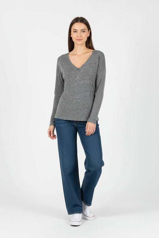 Tee-shirt Manches Longues Gris - Taille XS/34