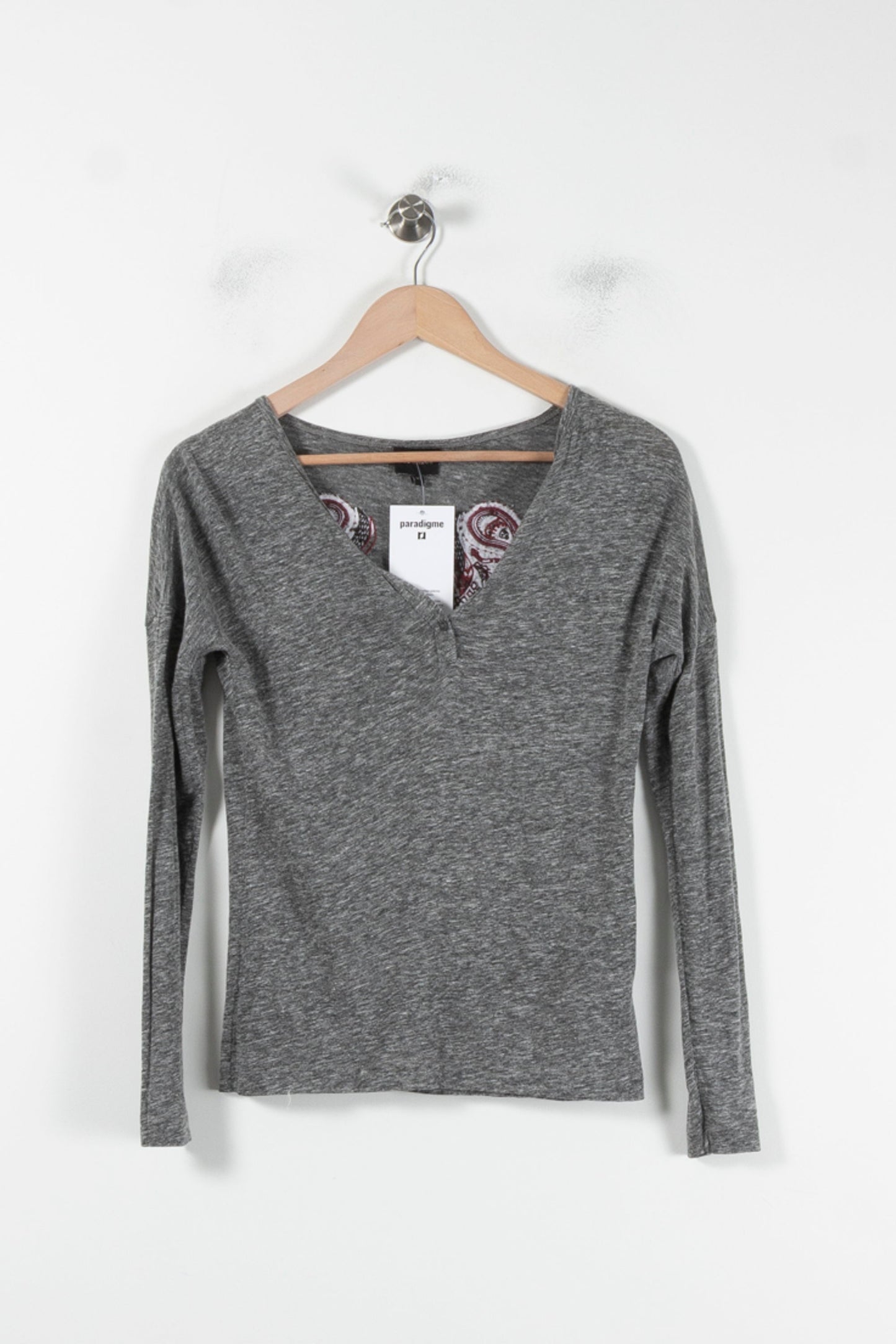 Tee-shirt Manches Longues Gris - Taille XS/34